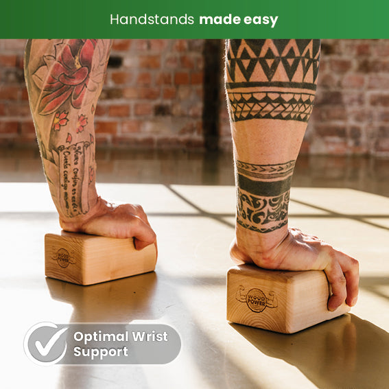 Set blocuri balans gimnastica si Handstand, model Comfort, WoodPower® Balance Blocks, Lemn