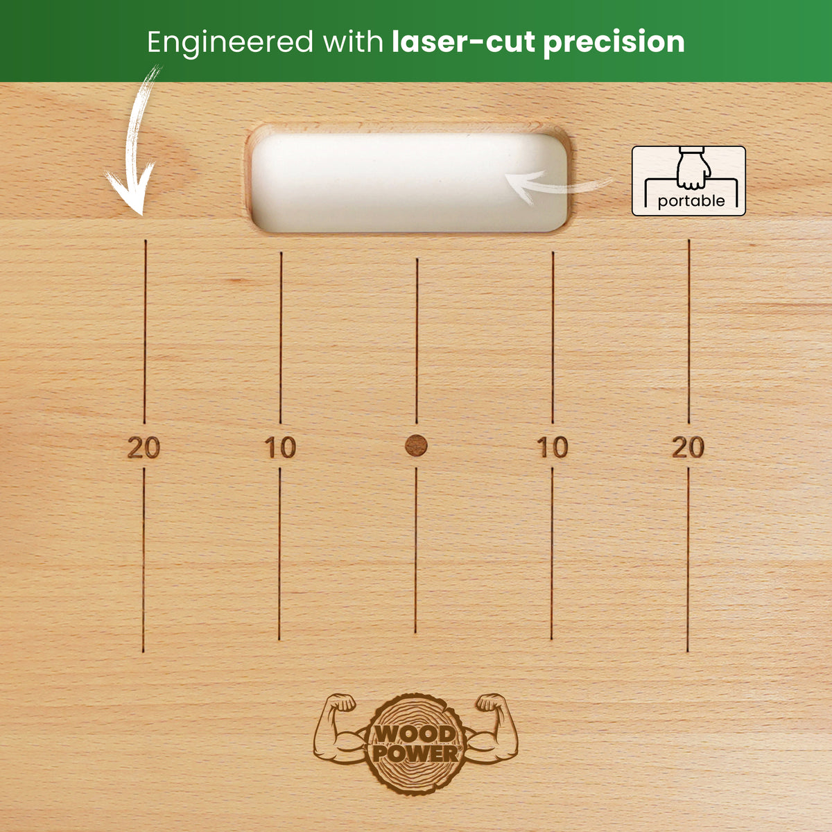Placa Handstand, stat in maini si balans, WoodPower® PowerBoard, Lemn natural