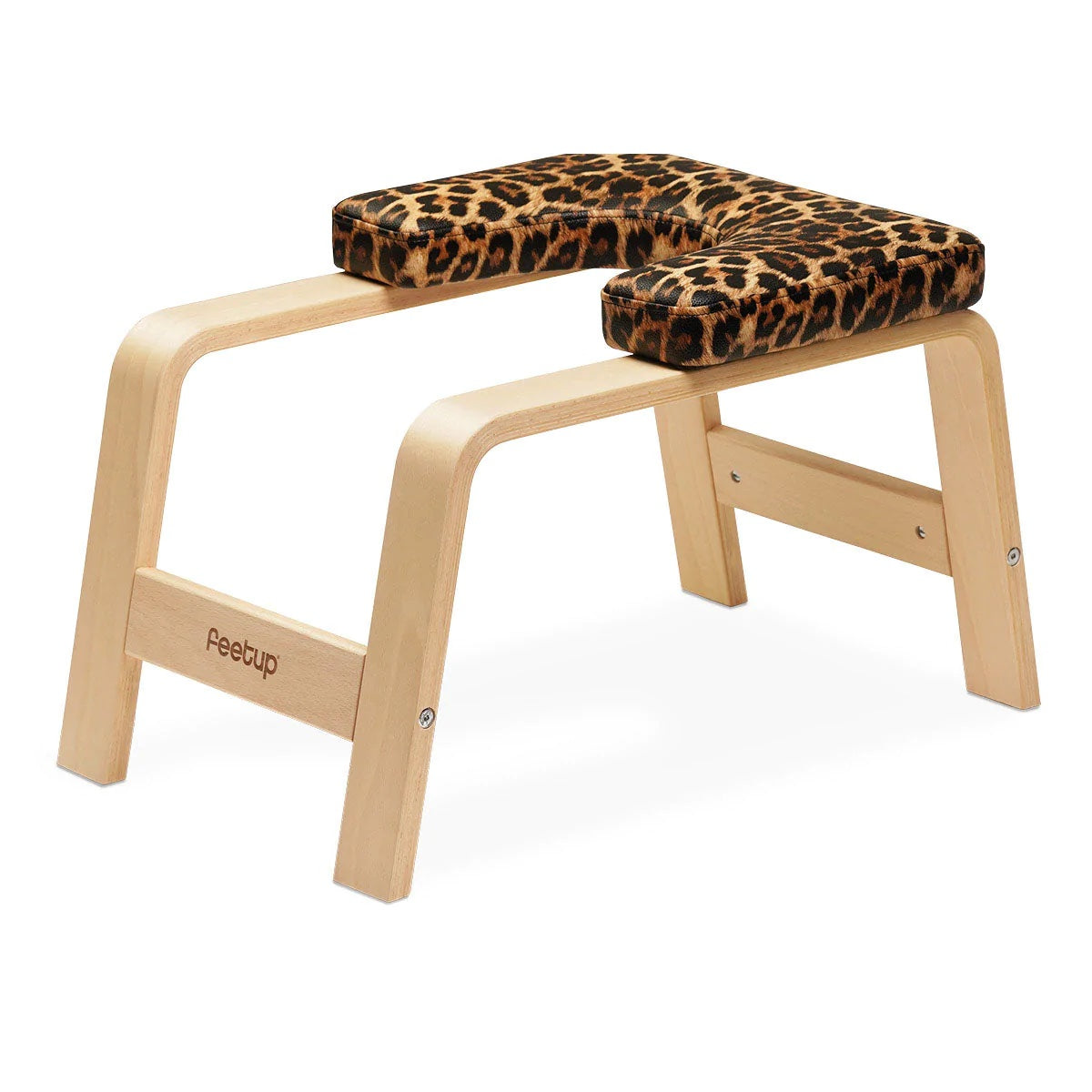 Scaunel Yoga pentru inversiuni/headstand, FeetUp® Trainer, lemn deschis, piele Leopard