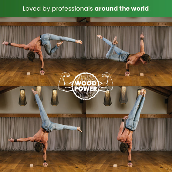 Set blocuri balans gimnastica si Handstand, model Comfort, WoodPower® Balance Blocks, Lemn